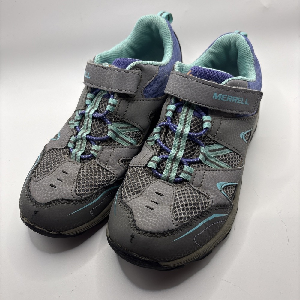 Merrell Trail‎ Chaser Kids Gray Teal Hiking Shoes Size 3 Walking Outdoors